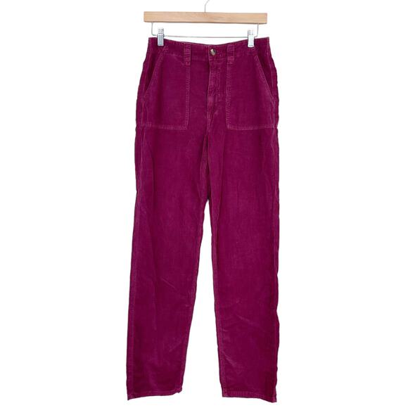 American Eagle Maroon Corduroy Baggy Mom Pants Sz 4 - Picture 6 of 6